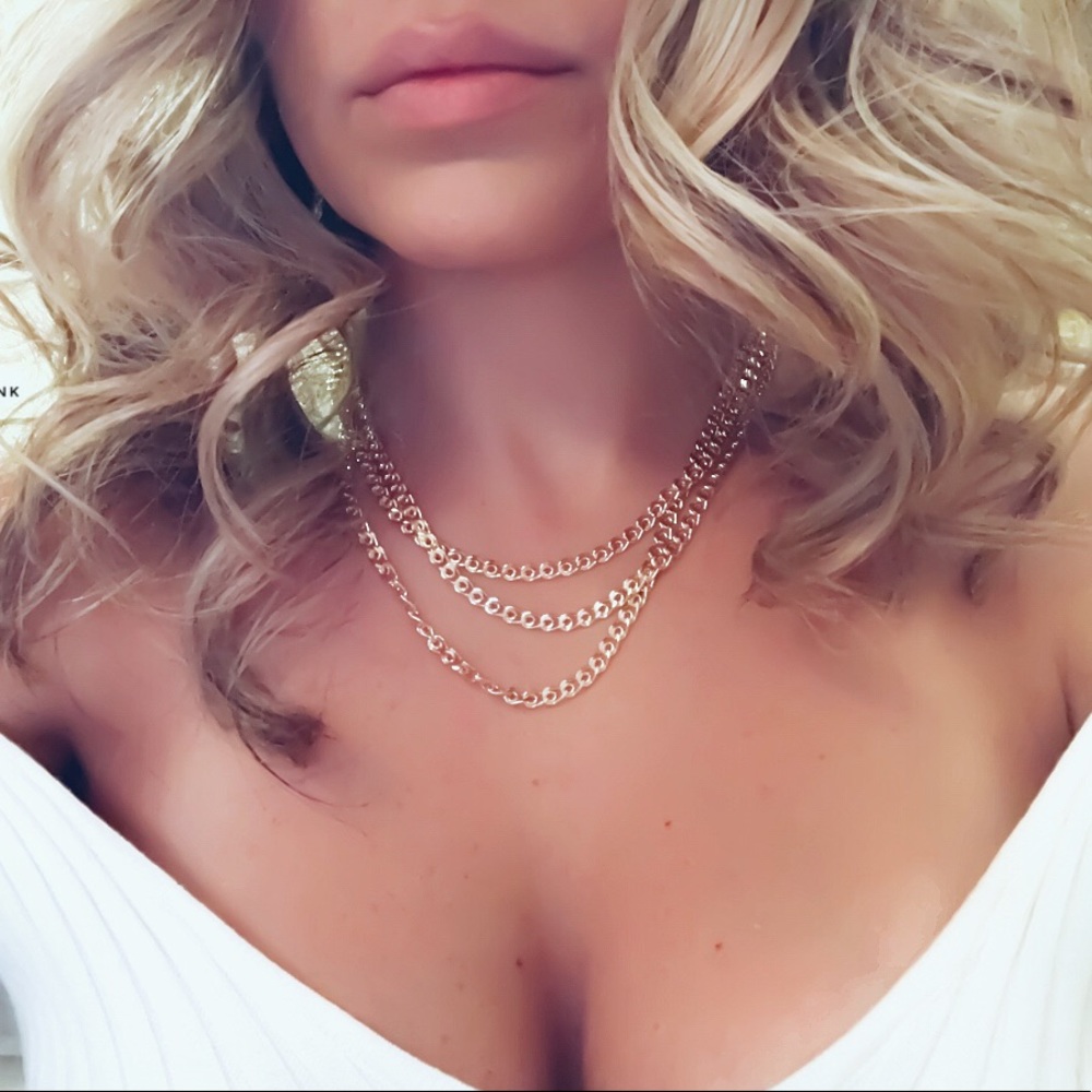 gold 3 layer chain necklace - Picture 1 of 5